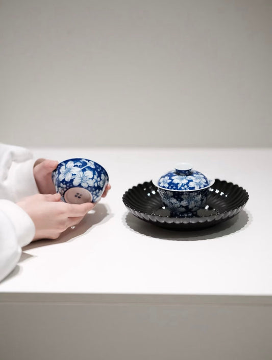 Azalea in Blue — Hand-Painted Gaiwan Set
