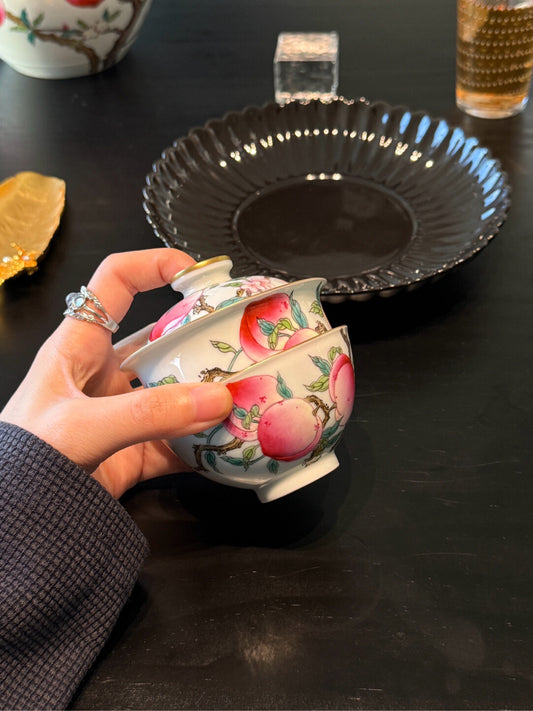 Longevity Peach — Famille-Rose Tea Set